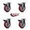 Service Caster 5'' Red Poly Wheel Swivel Top Plate Caster Set with Posi Brake, 4PK SCC-20S514-PPUB-RED-PLB-4 - alternate 3